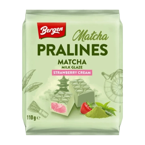 Bergen Pralines Matcha with Strawberry Cream